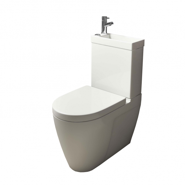 Cloakroom Toilet Basin Combination Unit 2 In 1 White