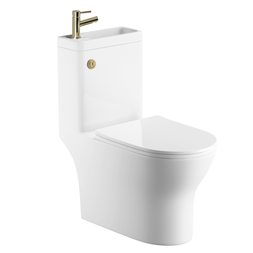 P2 Combination Square Toilet & Sink - Brushed Brass Tap