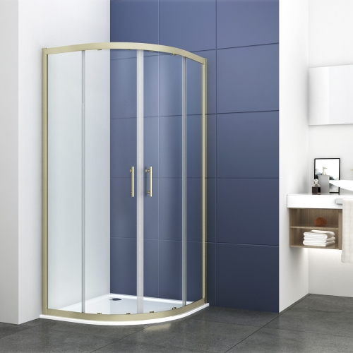 6mm 2 Door sliding Quadrant Enclosure 1000mm - Brushed Brass