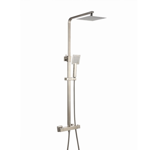 Square Thermostatic Shower Set - Brushed Nickel