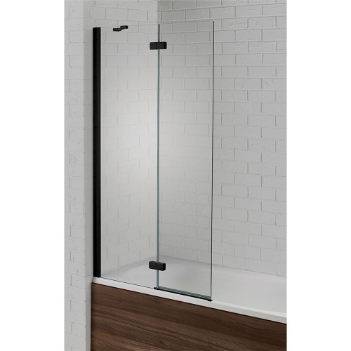 2 Panel Bath Screen Black 6mm Left Hand