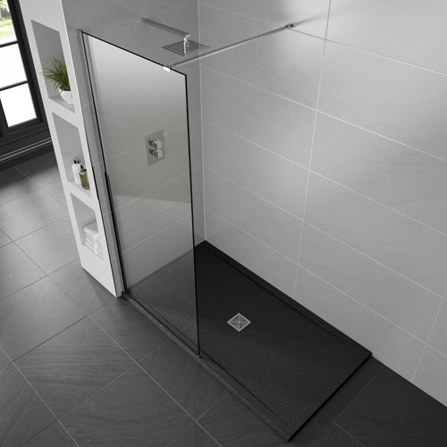 10mm Wetroom Glass Panel With Choice of Brass, Black or Silver Profile