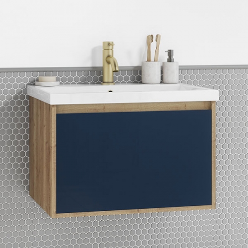 600mm Wall Hung Vanity Unit Oak & Indigo - Essence