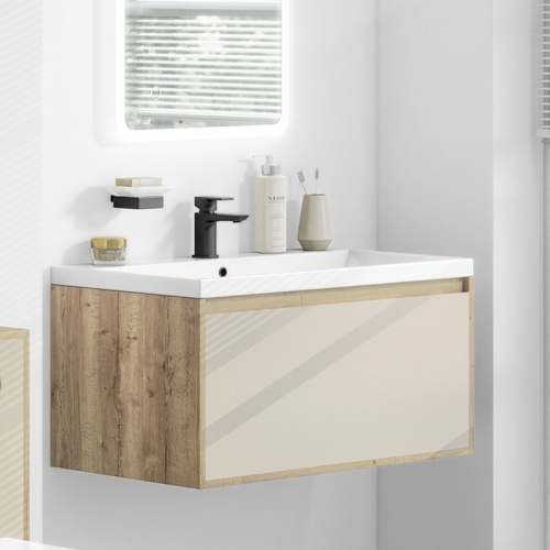 600mm Wall Hung Vanity Unit Oak & Clay - Essence