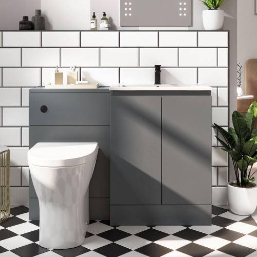 Matt Grey Waterproof Vanity & WC Unit (Toilet Not Included)