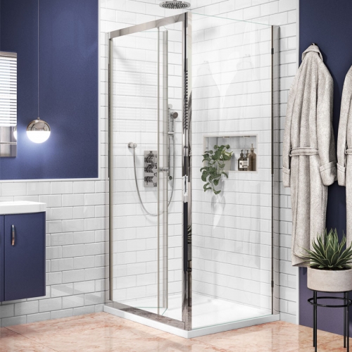 Bi-Fold Shower Enclosure 6mm Chrome With Side Panel