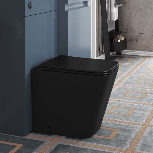 Black Back To Wall Toilet With Slim Soft Close Seat