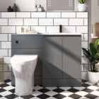 Matt Grey Waterproof Vanity & Back To Wall Unit Bundle Including Toilet & Seat