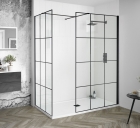 Black Grid 8mm Wetroom Glass Enclosure With Black Profile Aquadart Matrix